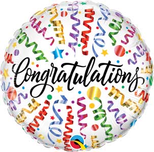 Congratulations Streamers Foil Balloons